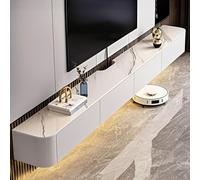 Meuble TV Flottant avec Rangement dissimulé, Meuble multimédia Mural avec Porte et étagère Ouverte pour téléviseur (Ardoise, 220 cm)