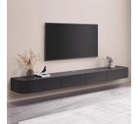 Meuble TV Flottant Avec Tiroirs Meuble TV Mural Centre De Divertissement Moderne Pour Chambre À Coucher Et Salon Support Tv Mural Avec Étagère De Rangement Ouverte Avec Grand Espace Avec Trou(160x24cm