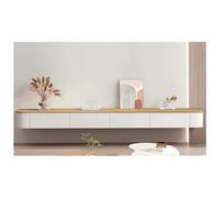 Meuble TV flottant avec tiroirs, trou de câble, dos creux, console multimédia murale, meuble de rangement TV en bois, centre de divertissement moderne, table d'étagère TV blanche pour Living Ro