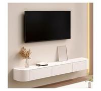Meuble TV flottant blanc, meuble TV mural, étagères de rangement TV en bois avec tiroir, trou pour câble et dos creux, console multimédia moderne, salon TV, blanc, 180 x 24 x 20 cm