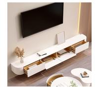 Meuble TV flottant blanc, meuble TV mural, étagères de rangement TV en bois avec tiroir, trou pour câble et dos creux, console multimédia moderne, salon TV, blanc, 240 x 24 x 20 cm