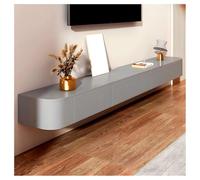 Meuble TV flottant blanc, meuble TV mural, étagères de rangement TV en bois avec tiroir, trou pour câble et dos creux, console multimédia moderne, salon TV, gris, 160 x 24 x 20 cm