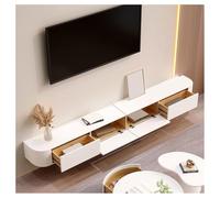 Meuble TV flottant blanc, meuble TV mural, étagères de rangement TV en bois avec tiroir, trou pour câble et dos creux, console multimédia moderne, salon TV, blanc, 260 x 24 x 20 cm