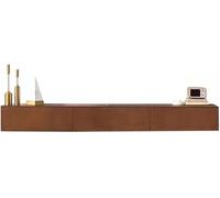Meuble TV flottant, console média murale en bois massif avec portes de rangement pour le salon