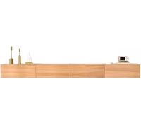 Meuble TV flottant, console média murale en bois massif avec portes de rangement pour le salon