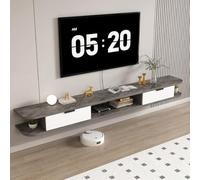 Meuble TV Flottant, Console Multimédia Murale avec Tiroirs De Rangement, Panneau Arrière avec Prise Dissimulée, Centre De Divertissement Flottant Moderne pour Salon(F,140cm)
