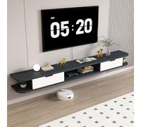 Meuble TV Flottant, Console Multimédia Murale avec Tiroirs De Rangement, Panneau Arrière avec Prise Dissimulée, Centre De Divertissement Flottant Moderne pour Salon(C,200cm)