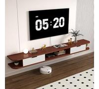 Meuble TV Flottant, Console Multimédia Murale avec Tiroirs De Rangement, Panneau Arrière avec Prise Dissimulée, Centre De Divertissement Flottant Moderne pour Salon(E,160cm)