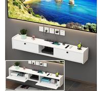 Meuble TV flottant, consoles multimédias, supports de routeur, supports TV muraux, grands meubles de rangement, unités murales multimédias, étagères flottantes avec tiroirs, banc sous TV