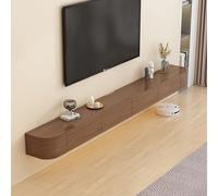 Meuble TV flottant contemporain de ferme avec portes, grande armoire de rangement pour téléviseurs de 280 cm, étagère TV marron élégante pour décoration de salon