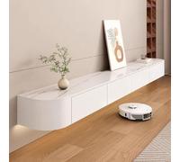 Meuble TV flottant de 120 à 300 cm, meuble TV moderne de divertissement, console média, unité murale multimédia pour salon, divertissement (blanc-A, 300 x 20 x 24 cm)
