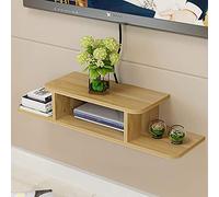Meuble TV Flottant Double Couche Support Mural en Bois Étagère De Rangement Multimédia Unité De Divertissement Présentoir pour La Maison Et Le Bureau/Noyer Clair/60 Cm