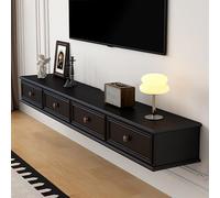 Meuble TV Flottant élégant avec Portes, Meuble TV Mural Peu encombrant pour Un Divertissement à Domicile Moderne (Noir, 220 cm)