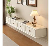 Meuble TV Flottant élégant avec Portes, Meuble TV Mural Peu encombrant pour Un Divertissement Domestique Moderne (Blanc, 220 cm)