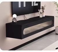 Meuble TV flottant en bois massif - Support mural flottant - Meuble TV à suspendre pour salon, chambre à coucher avec rangement (Néron, 100 x 25 x 24 cm)