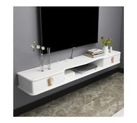 Meuble TV Flottant,étagère Flottante pour sous la TV,Gestion des câbles TV Murale,Petit Meuble TV d'appartement avec Deux Portes Abattantes (Couleur: Blanc,Taille: 150 cm)