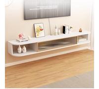 Meuble TV Flottant, Meuble de Rangement for Centre de Divertissement avec Verre Rayé, Meuble TV Mural Flottant, Grand Rangement for Salon