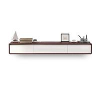 Meuble TV flottant moderne à fixation murale avec 2 tiroirs - Meuble TV élégant pour appartement - Étagère pour rangement sous la télévision - Noyer/blanc - 300 cm