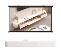 Meuble TV flottant moderne - Armoire murale en bois massif brillant - Grand centre de rangement avec étagères et portes (blanc, 259,8 cm)