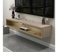 Meuble TV flottant moderne avec porte en verre rabattable pour salon, chambre à coucher et salle multimédia - Console TV élégante pour un rangement peu encombrant