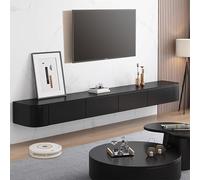 Meuble TV Flottant Moderne avec Portes et tiroirs, Console multimédia Murale pour Salon ou Chambre(Noir,240CM)