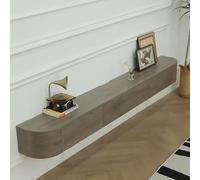 Meuble TV flottant moderne avec portes, grande armoire de rangement pour salon, design contemporain de ferme (noyer, 260 cm)