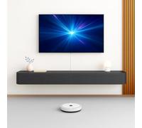 Meuble TV flottant moderne - Console multimédia murale de 120 à 300 cm, meuble TV élégant avec portes et tiroirs rabattables, grand espace de rangement, noir (180 cm)