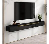 Meuble TV Flottant Mural avec tiroirs, Console Moderne Gain de Place pour Salon ou Gaming(Noir,120CM)