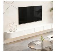 Meuble TV Flottant Mural Console Multimédia Gaming Grand Rangement Divertissement, Console De Rangement pour Télévision, Top Box, Câble, Routeur, pour Salon, Chambre À Coucher.(White-C,280)