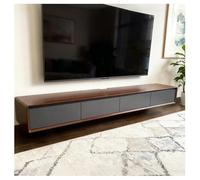 Meuble TV Flottant Mural Console Multimédia Gaming Grand Rangement Divertissement, Console De Rangement pour Télévision, Top Box, Câble, Routeur, pour Salon, Chambre À Coucher.(Peach Wood-A,180)