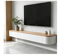 Meuble TV Flottant Mural Console Multimédia Gaming Grand Rangement Divertissement, Console De Rangement pour Télévision, Top Box, Câble, Routeur, pour Salon, Chambre À Coucher.(Natural-C,200)