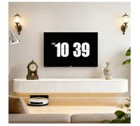 Meuble TV Flottant Mural Console Multimédia Gaming Grand Rangement Divertissement, Console De Rangement pour Télévision, Top Box, Câble, Routeur, pour Salon, Chambre À Coucher.(White-C,160)