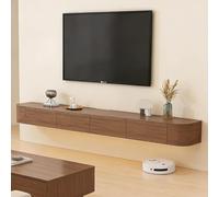 Meuble TV Flottant Mural en Bois avec Rangement Et Tiroirs Étagère TV Suspendue avec Portes Et Gestion des Câbles Console Multimédia Murale pour Salon Chambre Bureau 120-300 Cm(Brown,140cm)
