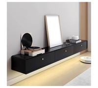 Meuble TV flottant noir avec tiroirs de rangement et dos relique, console multimédia murale pour dessous de TV, centre de divertissement moderne, meuble TV en bois, étagère TV pour salon, couleur