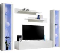 Meuble TV FLY A2 Design, blanc brillant + LED. Meuble suspendu moderne et tendance pour votre salon.