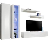 Meuble TV FLY A4 design, en blanc brillant + LED. Meuble suspendu moderne et tendance pour votre salon.