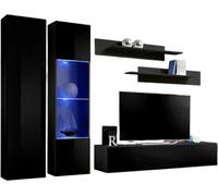 Meuble TV FLY A5 Design, noir brillant + LED. Meuble suspendu moderne et tendance pour votre salon.