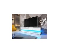 Meuble TV FLY avec LED bleu 140x33,8 cm-Blanc-blanc-Blanc-blanc--