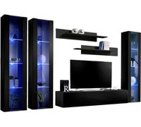 Meuble TV FLY C2 Design, en noir brillant. Meuble suspendu moderne et tendance pour votre salon.