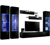 Meuble TV FLY C3 Design, en noir brillant. Meuble suspendu moderne et tendance pour votre salon.