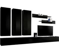 Meuble TV FLY E1 Design, en noir brillant. Meuble suspendu moderne et tendance pour votre salon.