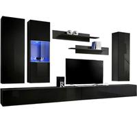 Meuble TV FLY E5 Design, en noir brillant. Meuble suspendu moderne et tendance pour votre salon.