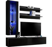 Meuble TV FLY H2 Design, en noir brillant. Meuble suspendu moderne et tendance pour votre salon.