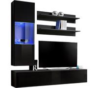 Meuble TV FLY H3 Design, couleur noir brillant. Meuble suspendu moderne et tendance pour votre salon.