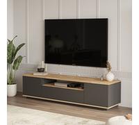 Meuble TV avec 3 portes et 1 niche - Anthracite et naturel - LOTULA