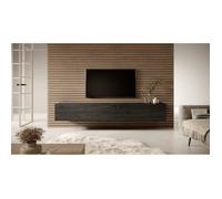 Selsey Meuble TV Armoire De Télévision 200 cm Suspendu Salle De Séjour Chambre À Coucher Frêne Noir Bisira