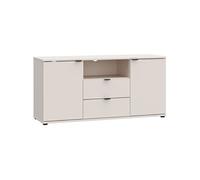 Meuble TV GANYMEDE 130 cm AUCUNE 2 portes 2 tiroirs niche sable mat