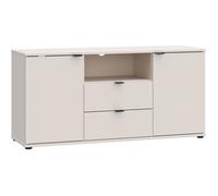 Meuble TV - GANYMEDE - Sable - 2 portes, 2 tiroirs, 1 niche - 129,8 x 41,3 x 63,1 cm