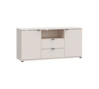 Meuble TV - GANYMEDE - Sable - 2 portes, 2 tiroirs, 1 niche - 129,8 x 41,3 x 63,1 cm