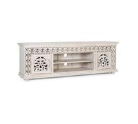 Meuble TV - Giner y Colomer - Bois de manguier - Blanc vieilli - Sculpté à la main